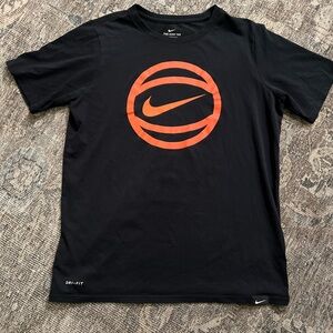 Nike Dri-Fit Black Tee with Orange Basketball 🏀 Logo XL